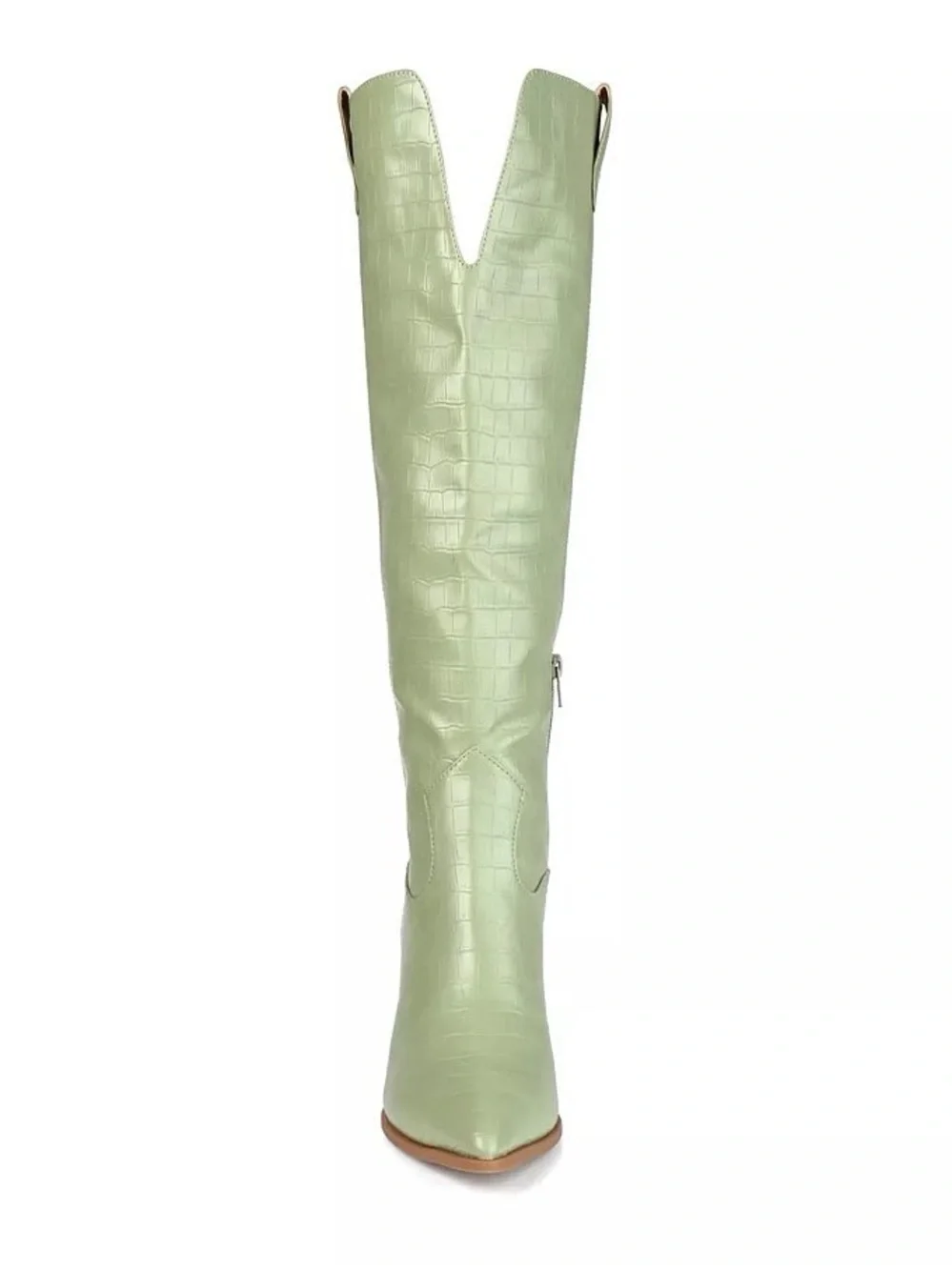 Journee Collection Sage Green Croc-Embossed Over-the-Knee Therese Boot